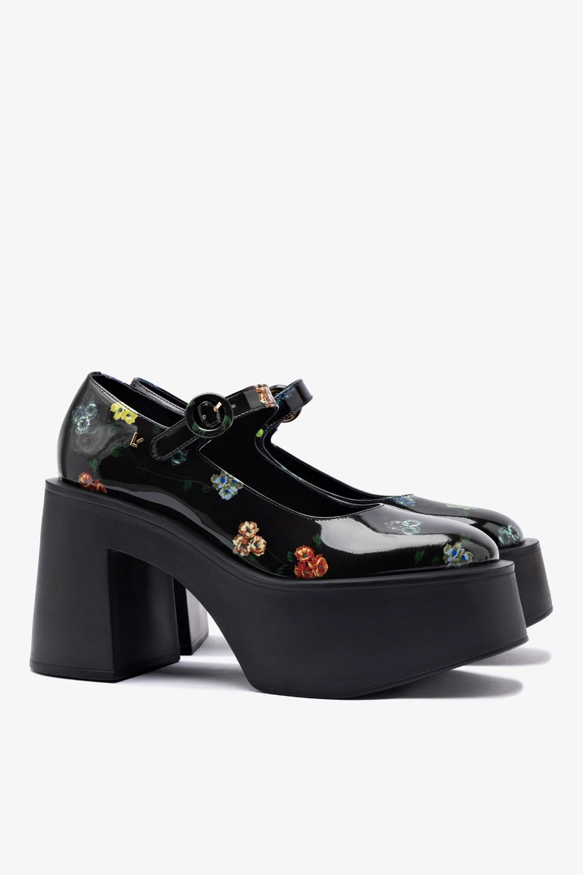 Larroudé x Libertine: Scarpin Plataforma Olivia Couro Verniz Estampado Preto - Image 3