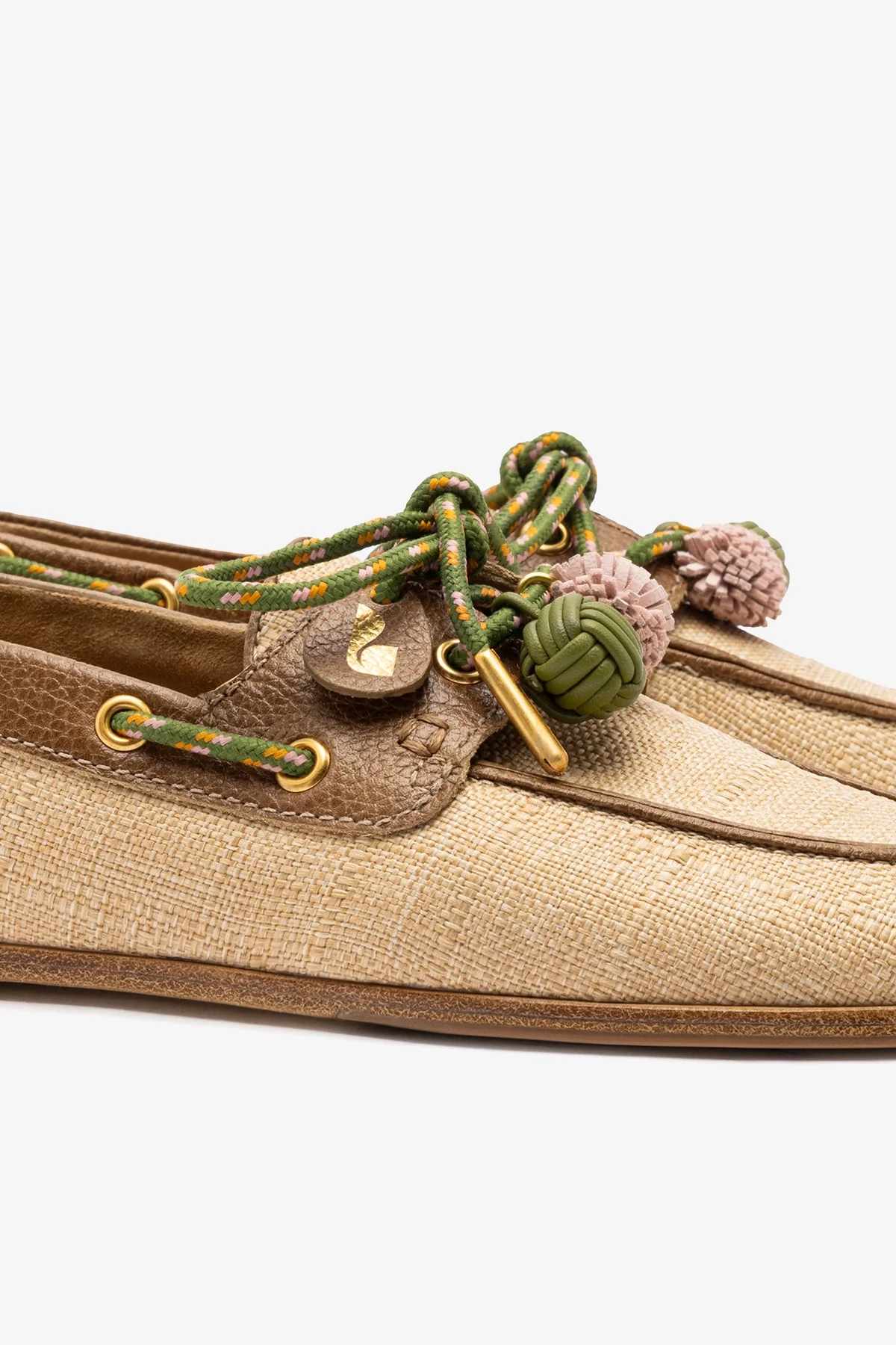 Mocassim Boat Shoe Cyprus Ráfia Bege e Couro Marrom - Image 4