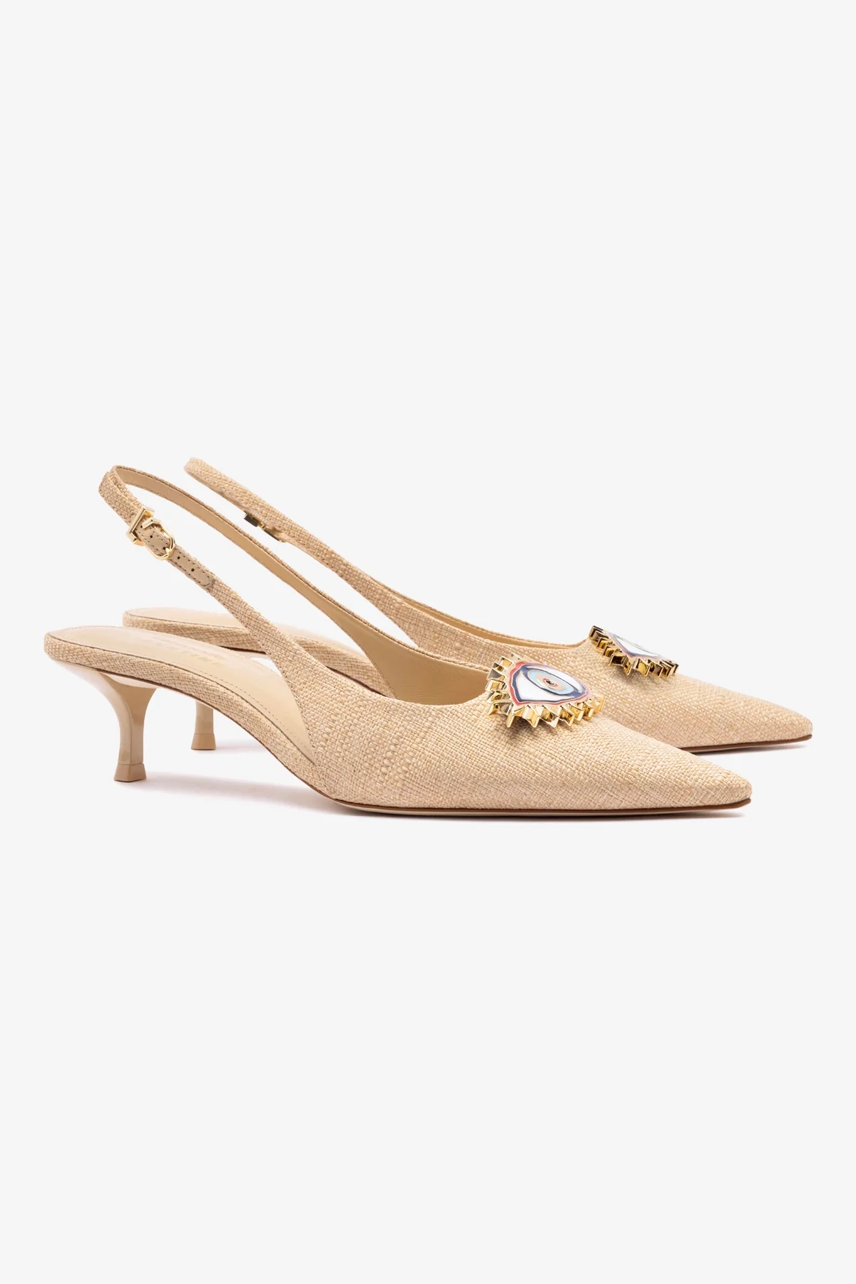 Larroudé x Libertine: Slingback Eye Ráfia Bege - Image 3