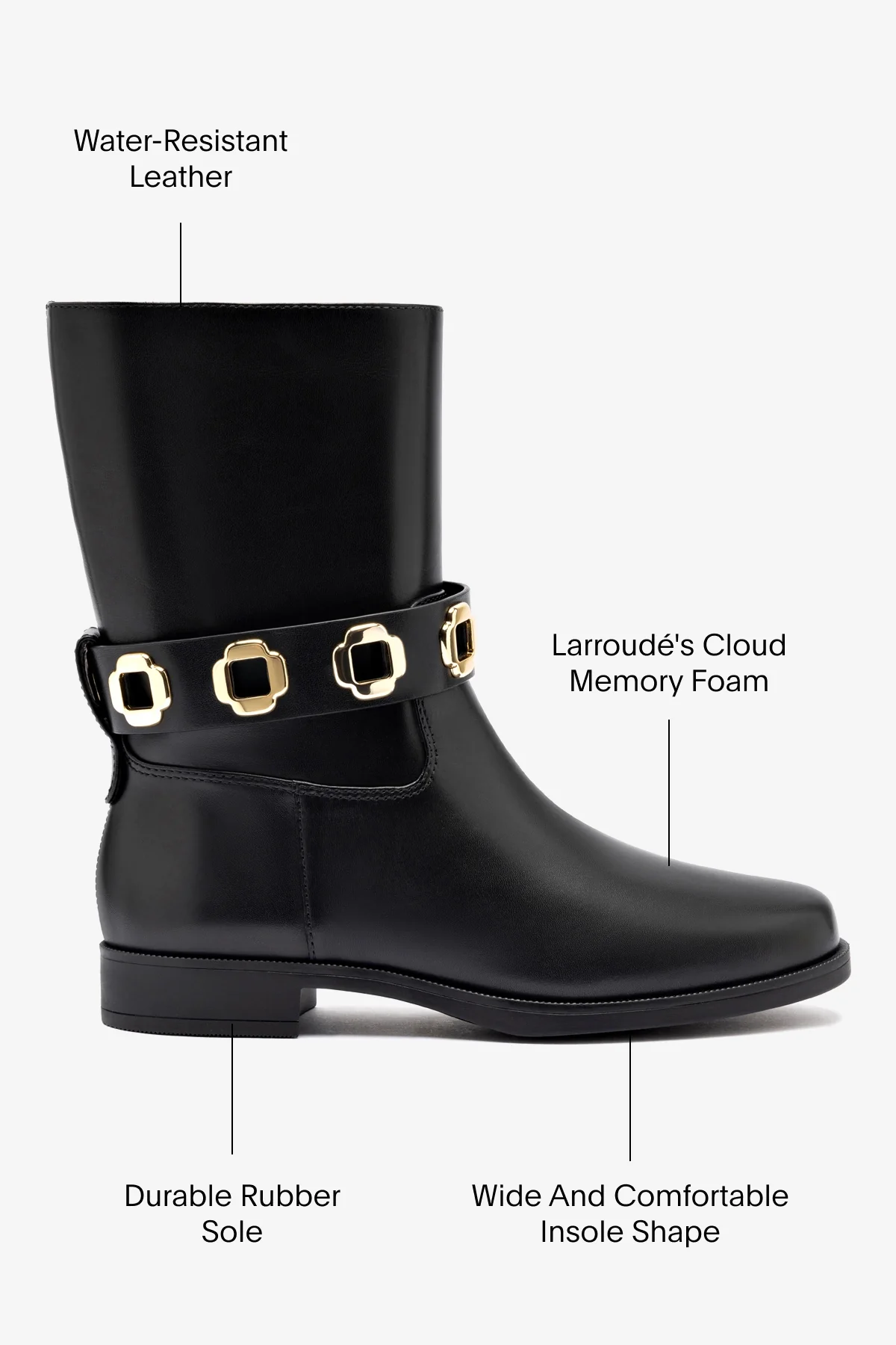 Bota Flat Milan Couro Impermeável Preto - Image 5