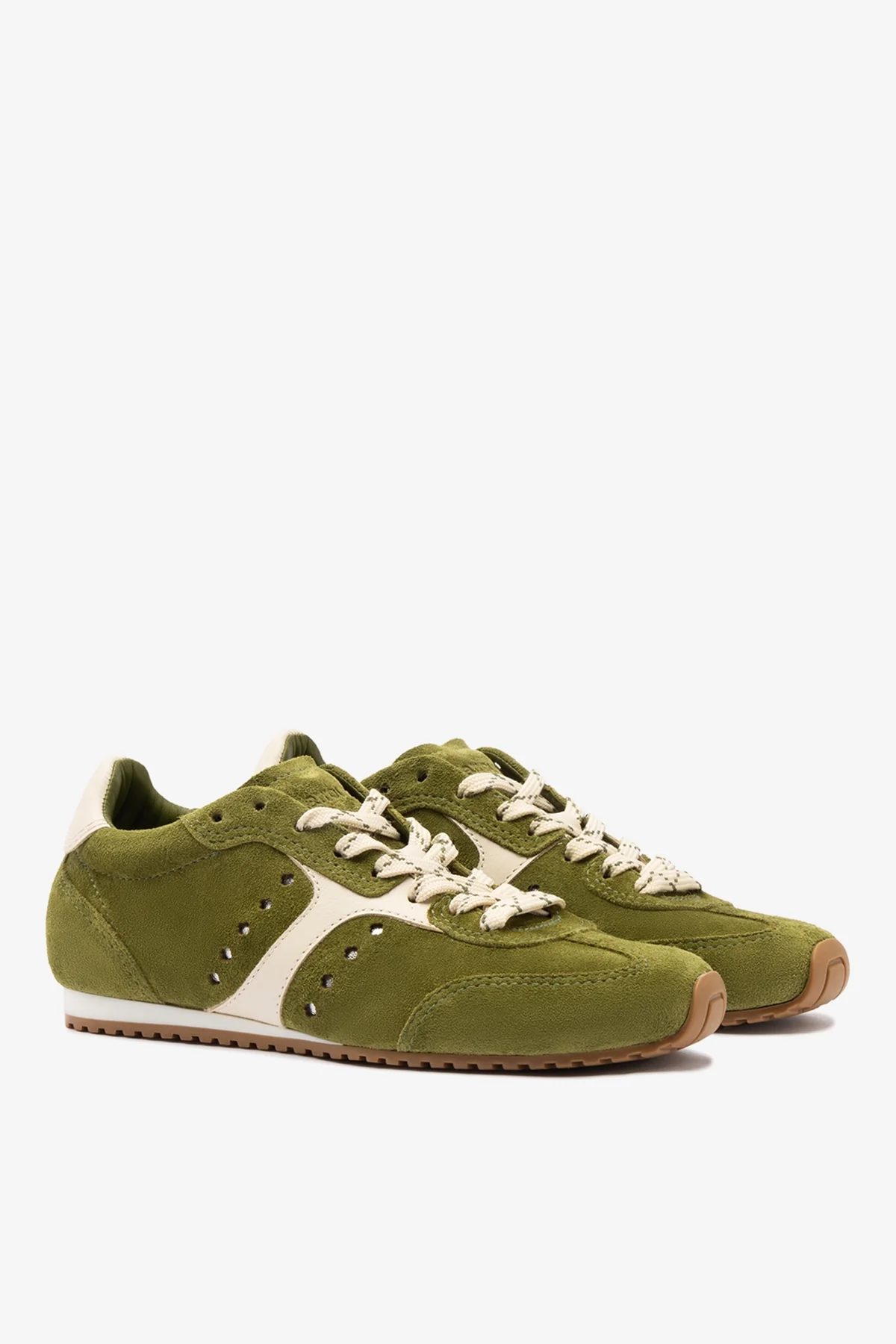 Tênis Stella Camurça Verde e Couro Off White - Image 3